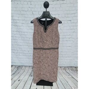 *NWOT* Talbots Tweed Split-Neck Sheath Dress Black/Orange/Pink/White Size 10